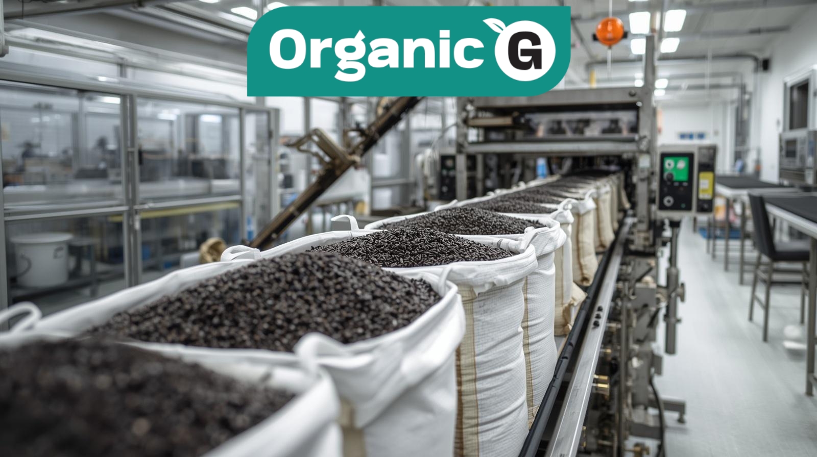 OrganicG Bags of organic fertilizer being filled